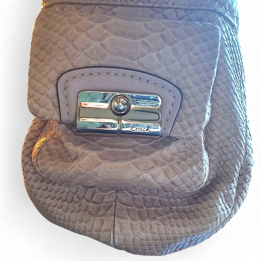 Coach Kristin Python Embossed Leather Drawstring Shoulder Bag 14773 - Picture 7 of 16